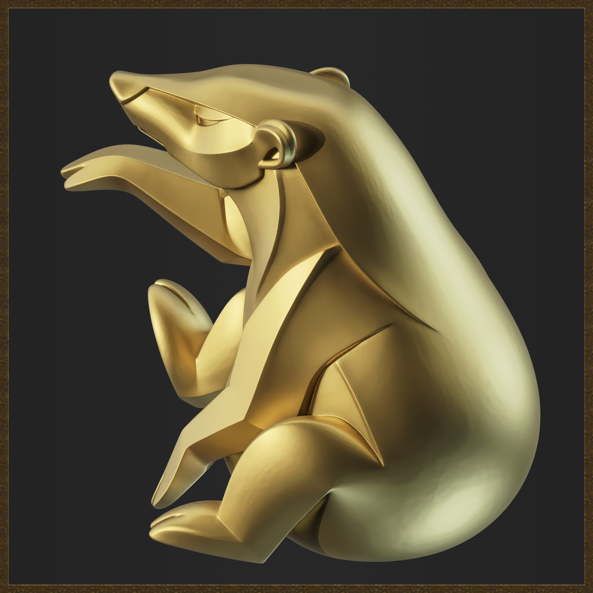 Geometric Honey Badger Figure 3D print model_3