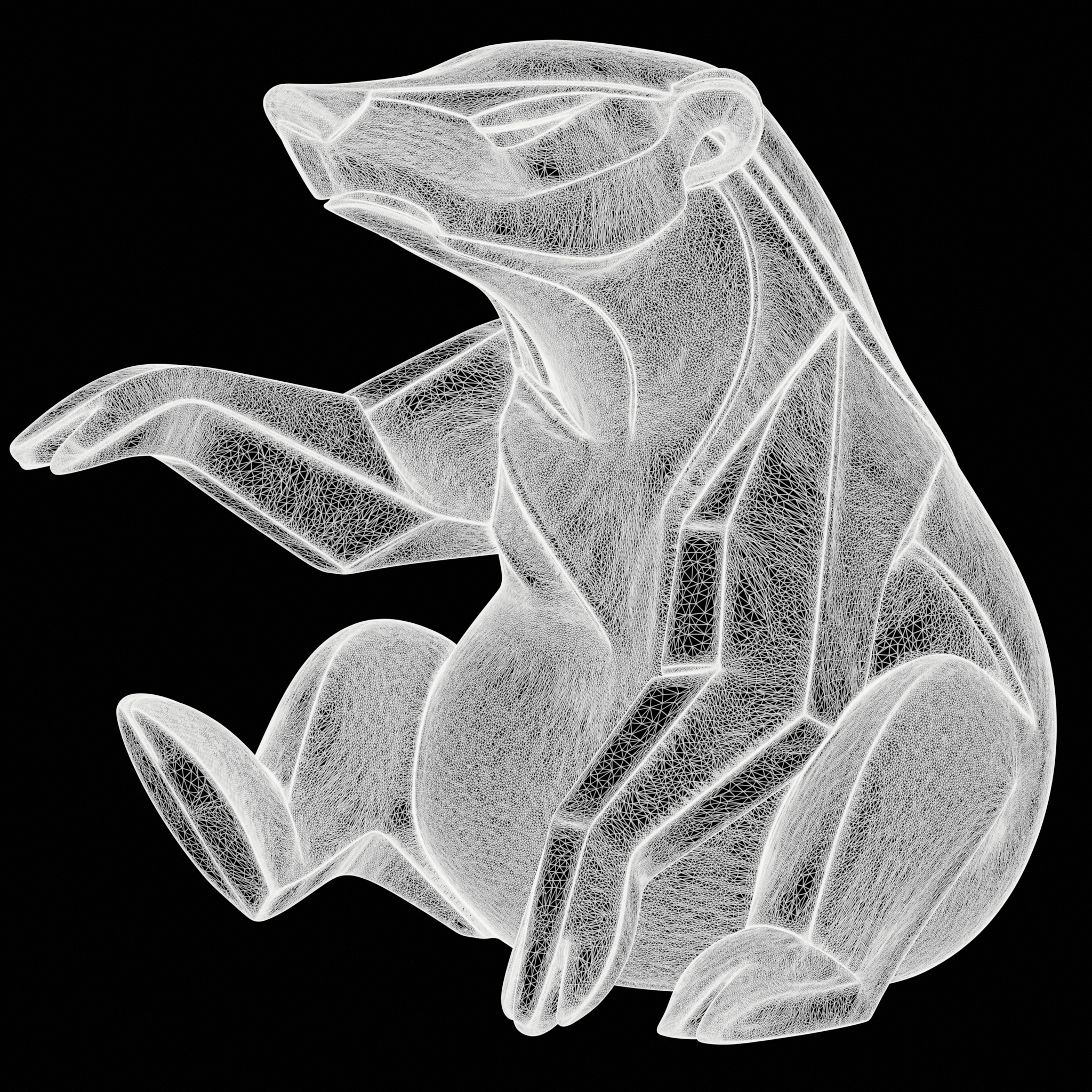 Geometric Honey Badger Figure 3D print model_7