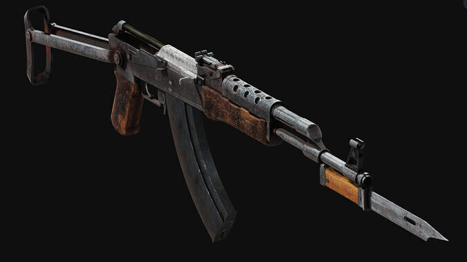 AK 47 Assembled AKS Low-poly 3D model