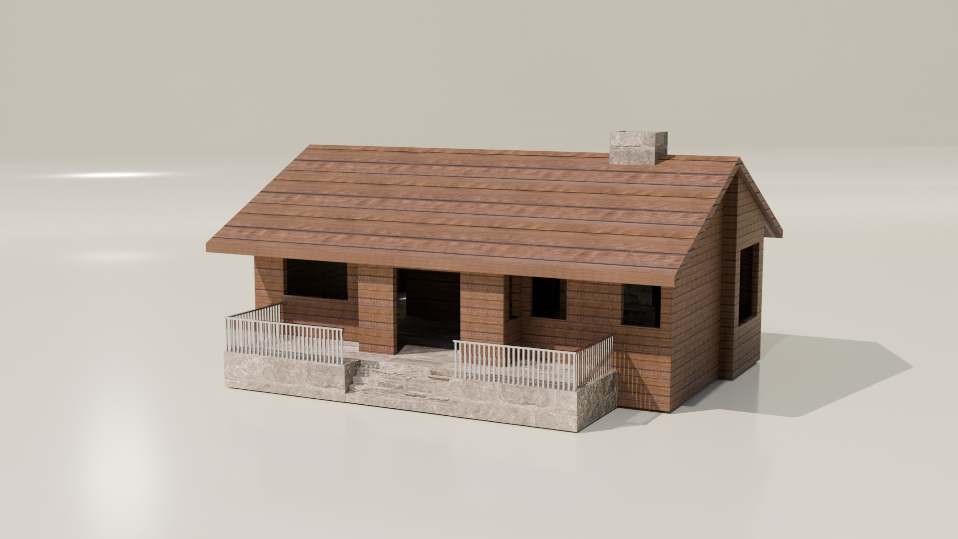 WOOD CABIN Low-poly 3D model_2