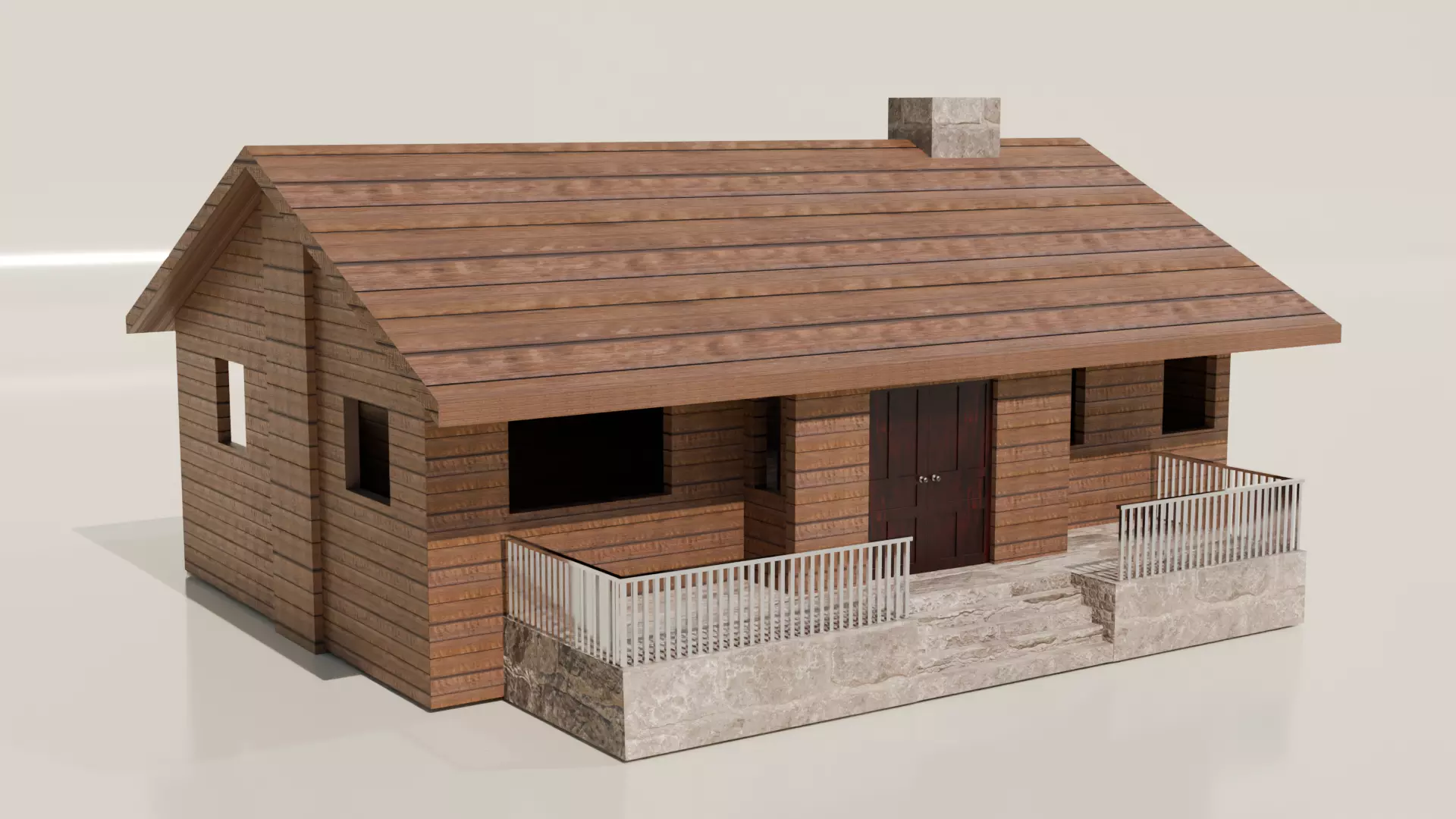 WOOD CABIN Low-poly 3D model_0