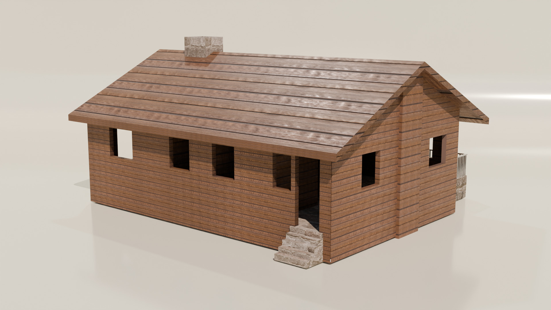 WOOD CABIN Low-poly 3D model_4