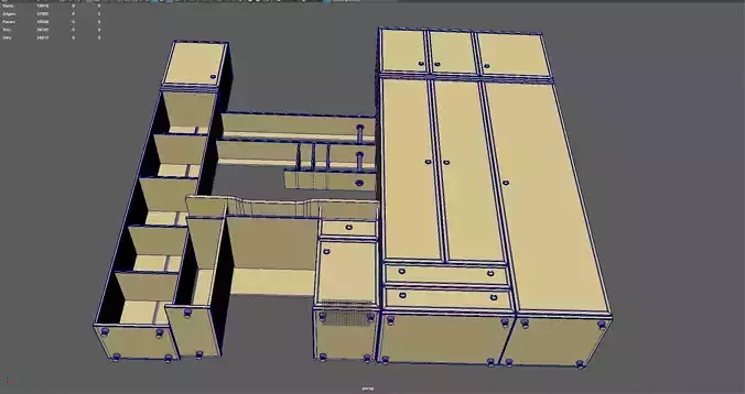 Furniture Set 3D Model Low Poly  Interior Assets