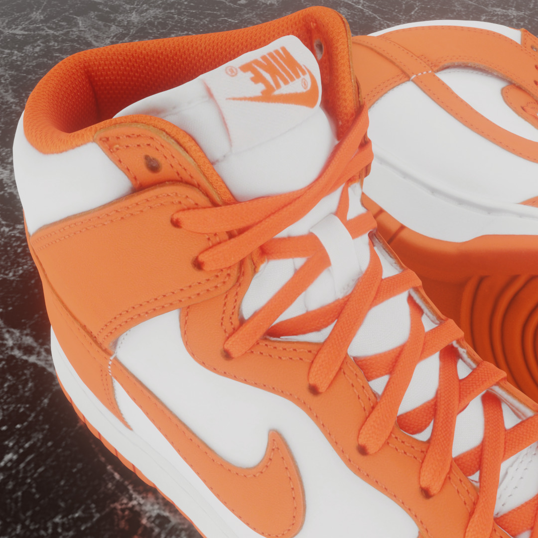 NIKE DUNK HIGH SYRACUSE 3D SHOES Low-poly 3D model_12