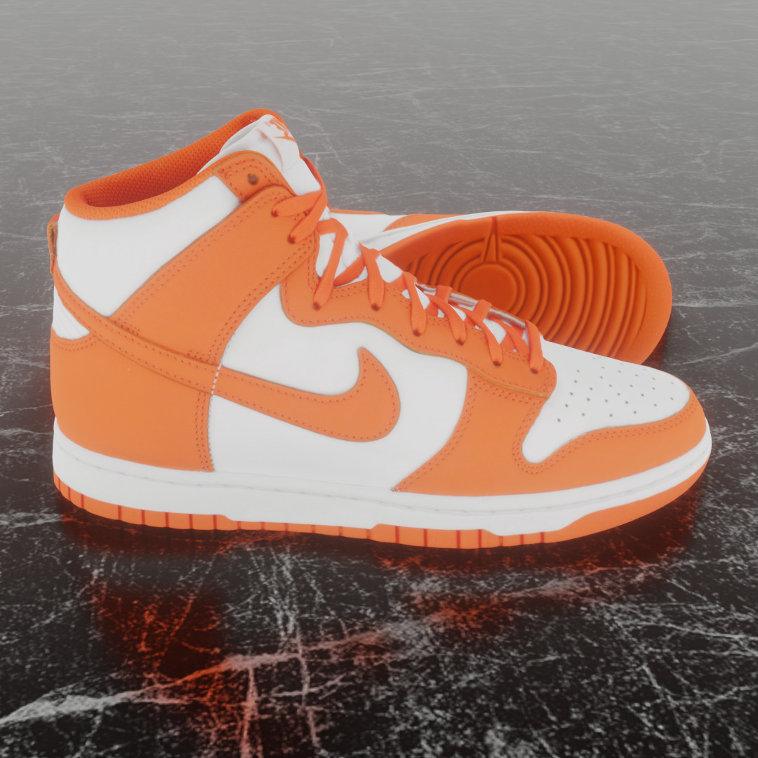 NIKE DUNK HIGH SYRACUSE 3D SHOES Low-poly 3D model_4