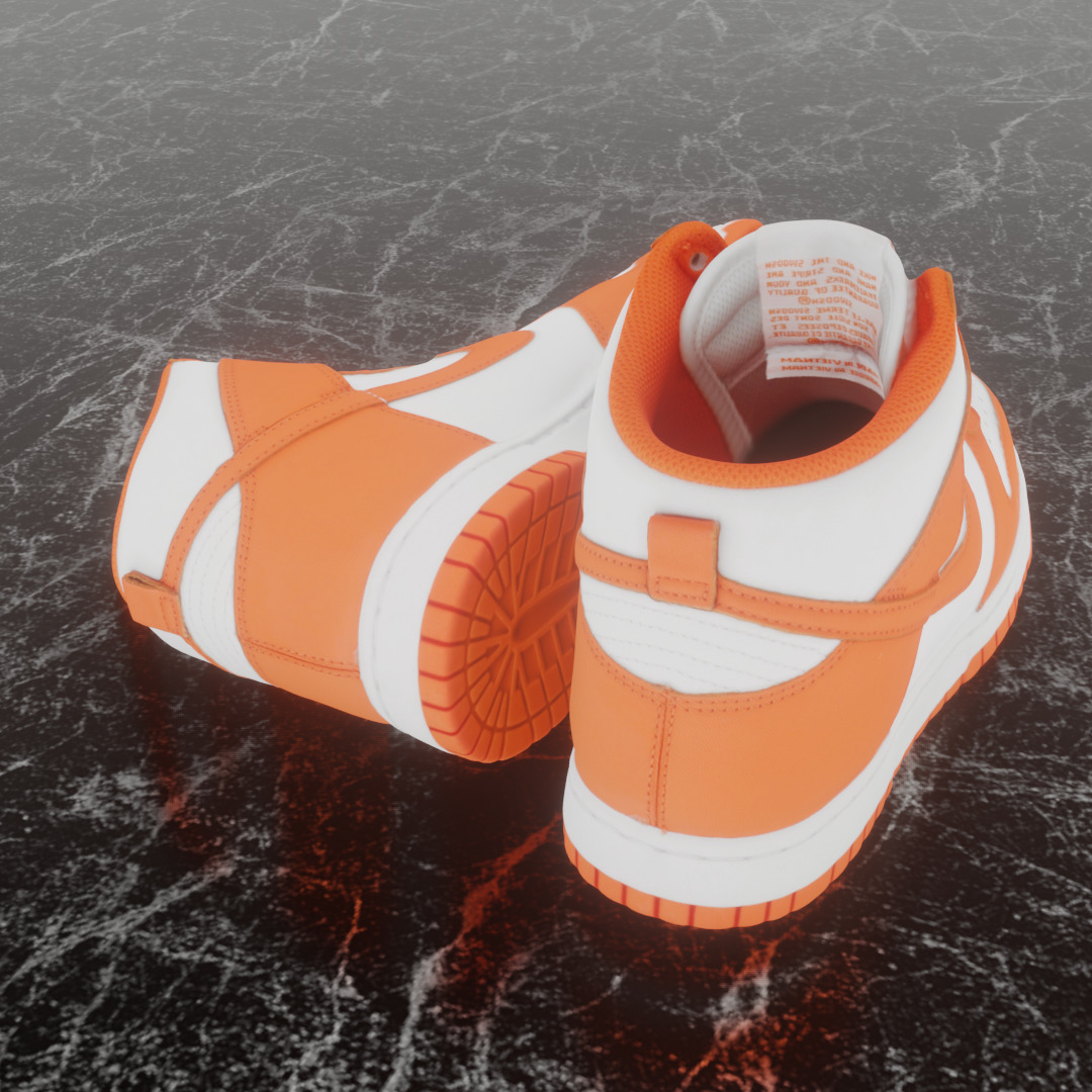 NIKE DUNK HIGH SYRACUSE 3D SHOES Low-poly 3D model_5