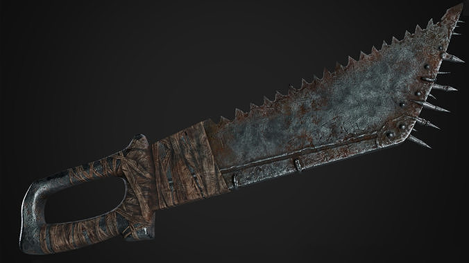 Post Apocalyptic Weapons Saw Sword Low-poly 3D model