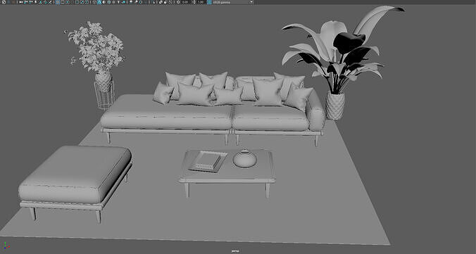 Living Room Sofa and Table Set 3D Model  Low Poly UV Mapped Low-poly 3D model