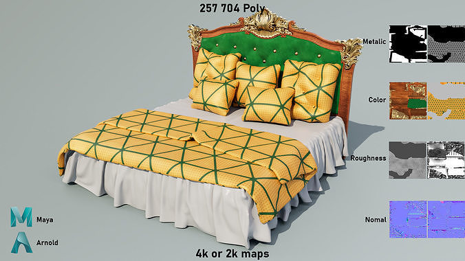 LuxuryBed Low-poly 3D model