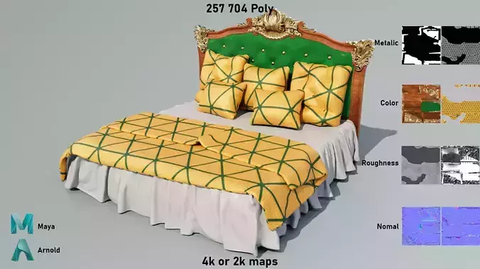 LuxuryBed Low-poly 3D model