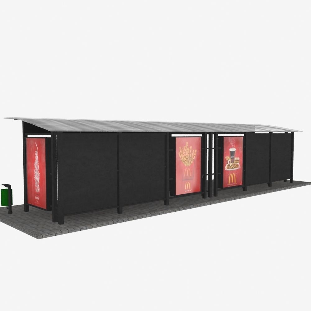 Large bus stop v1 3D model_4