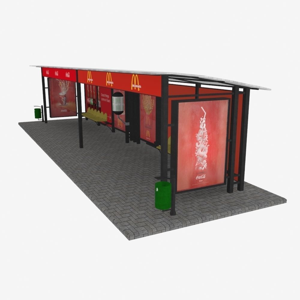 Large bus stop v1 3D model_2