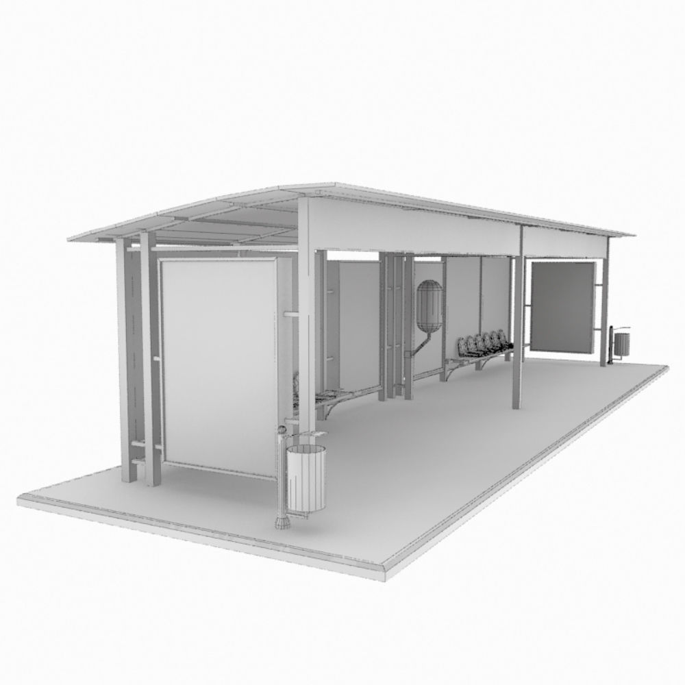Large bus stop v1 3D model_1