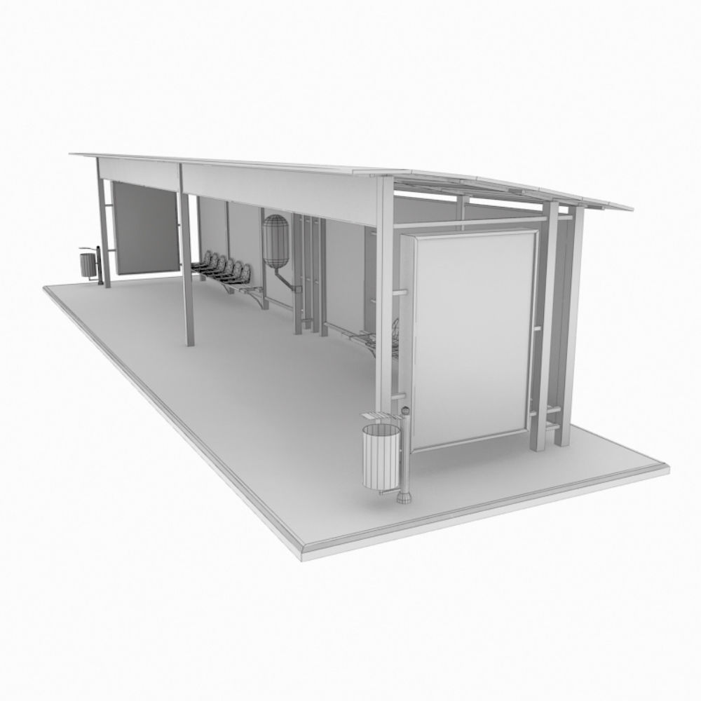 Large bus stop v1 3D model_3