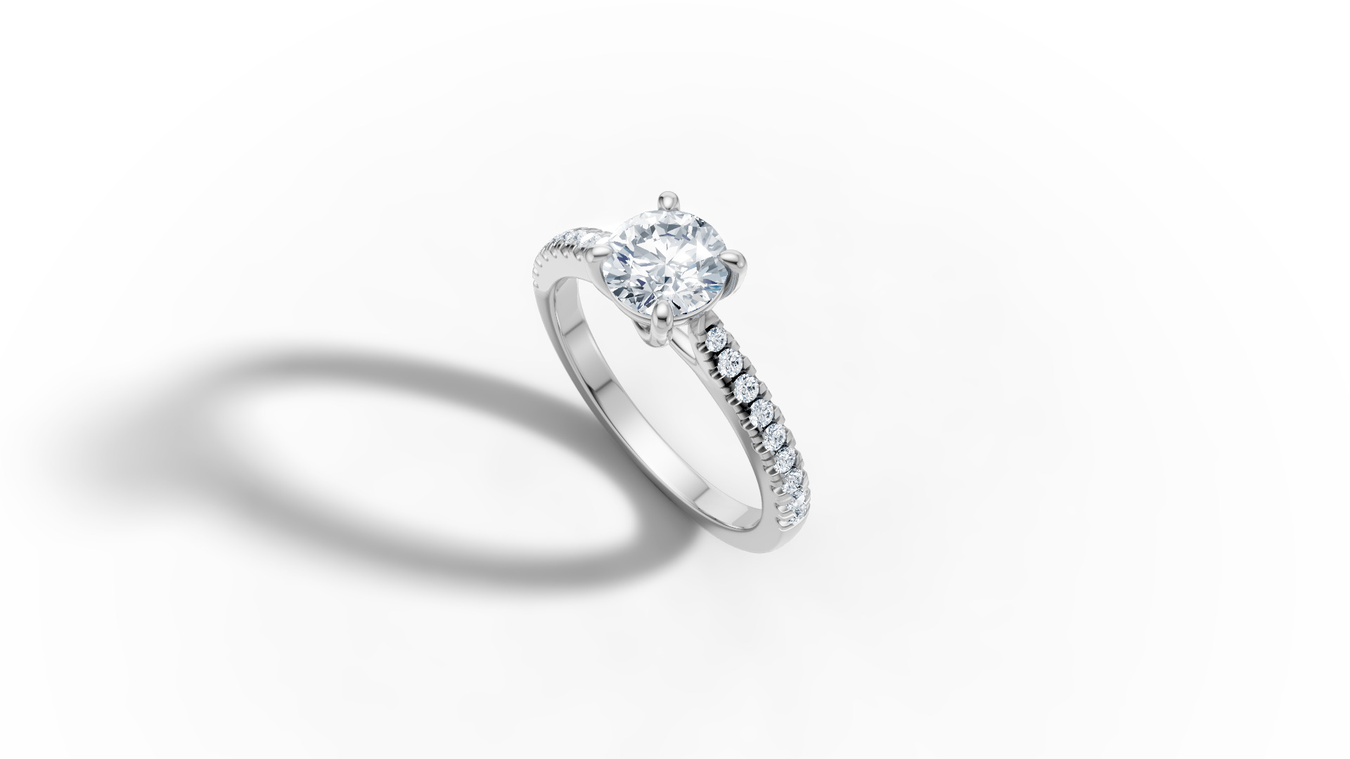 1ct Diamond Trellis Solitaire Engagement Ring  Pave Setting  3D print model_50