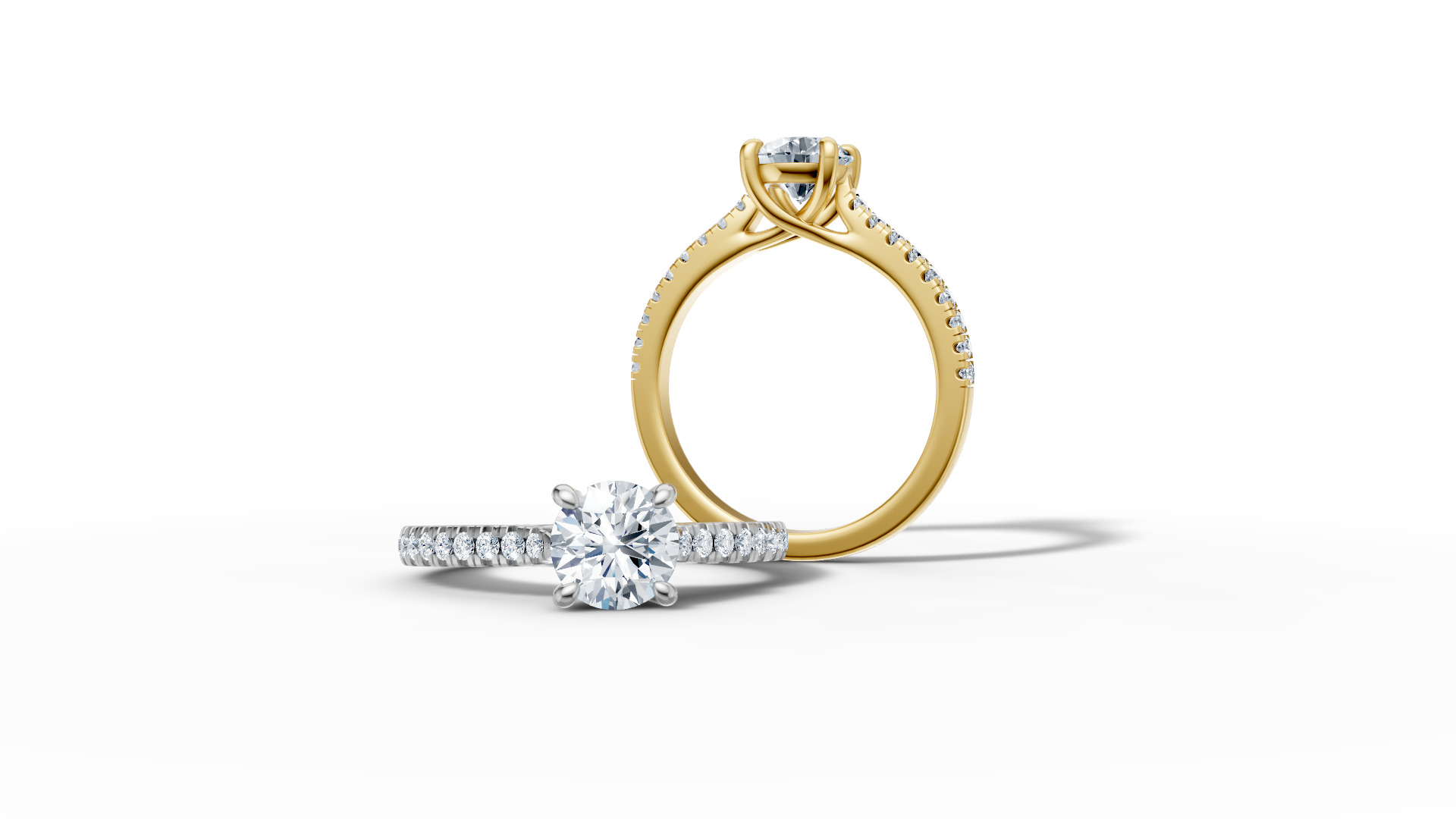 1ct Diamond Trellis Solitaire Engagement Ring  Pave Setting  3D print model_20