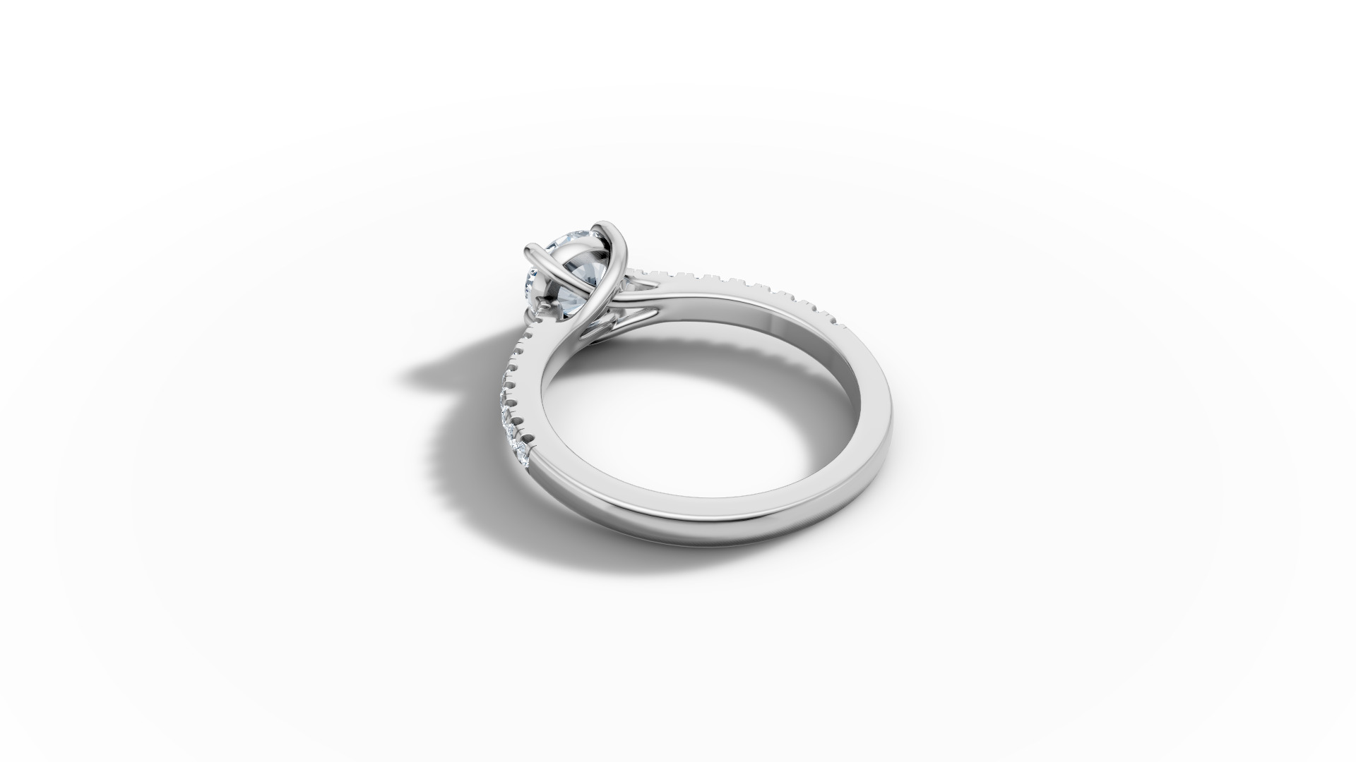 1ct Diamond Trellis Solitaire Engagement Ring  Pave Setting  3D print model_35