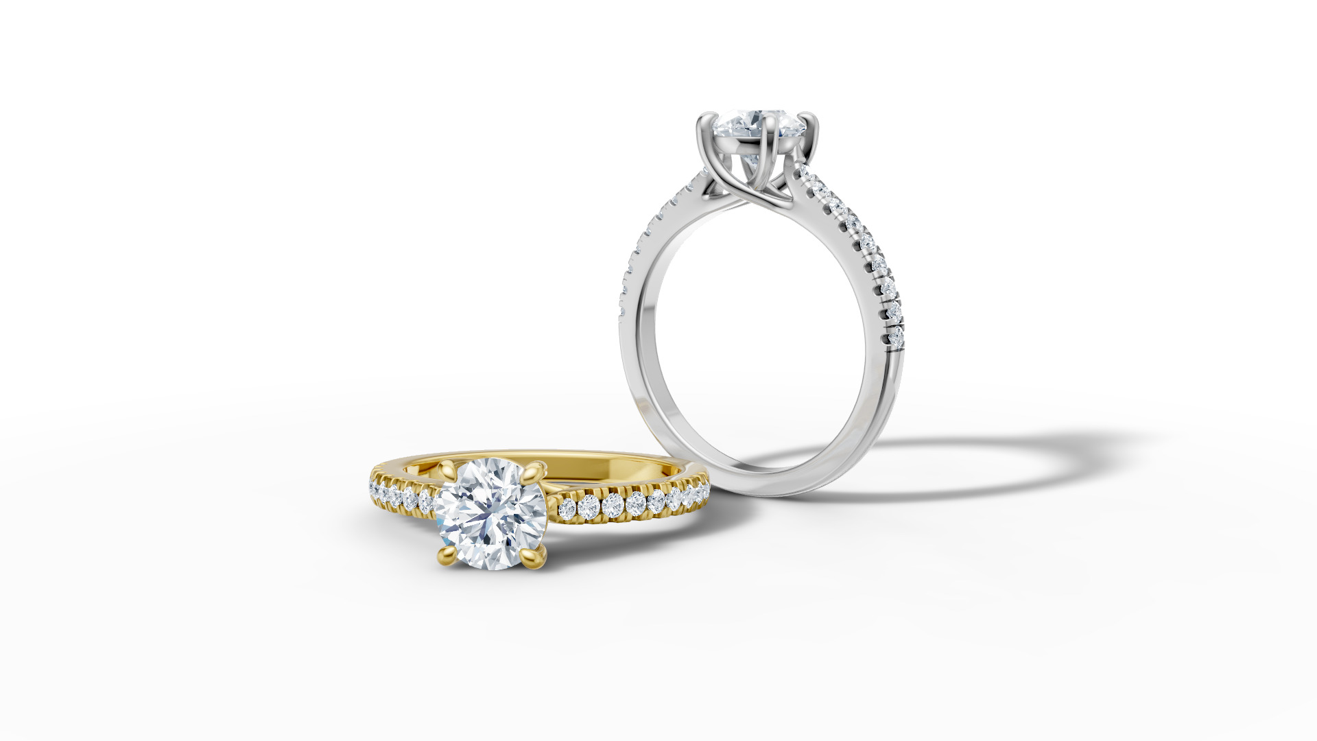 1ct Diamond Trellis Solitaire Engagement Ring  Pave Setting  3D print model_14