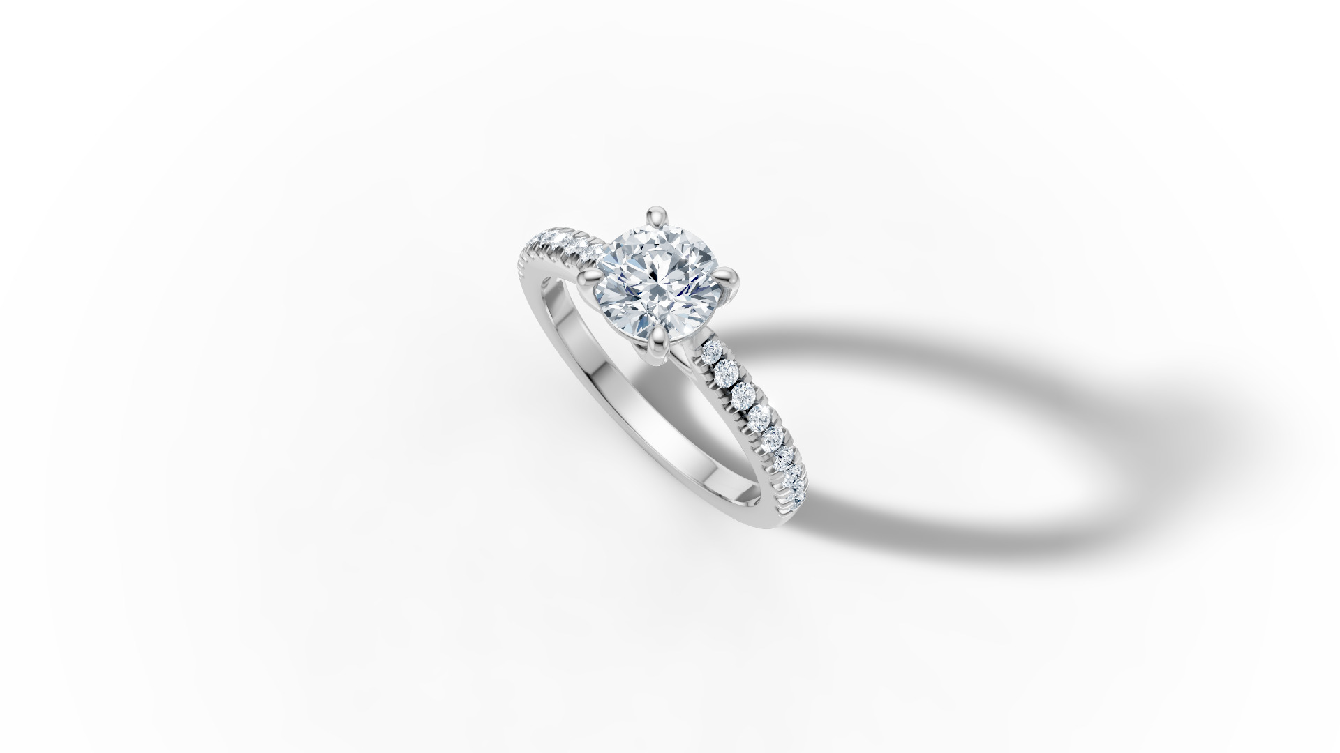 1ct Diamond Trellis Solitaire Engagement Ring  Pave Setting  3D print model_41