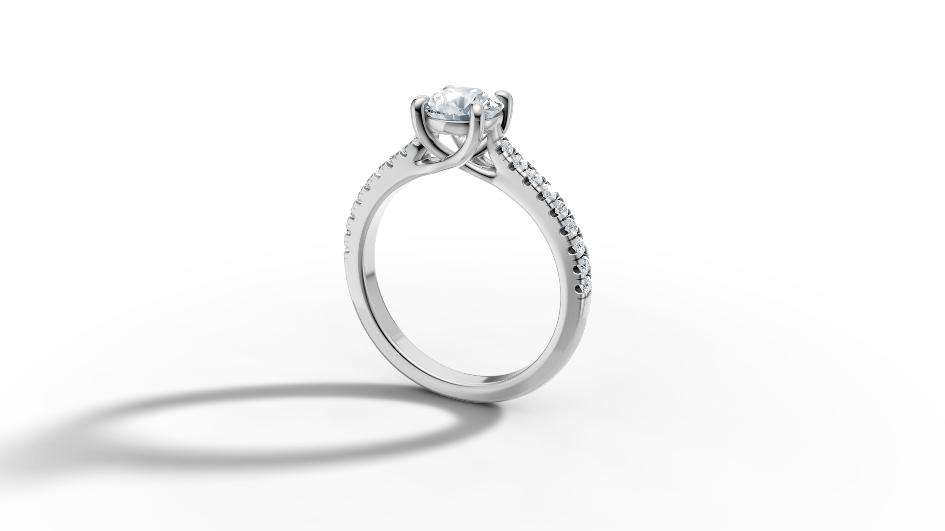 1ct Diamond Trellis Solitaire Engagement Ring  Pave Setting  3D print model_44