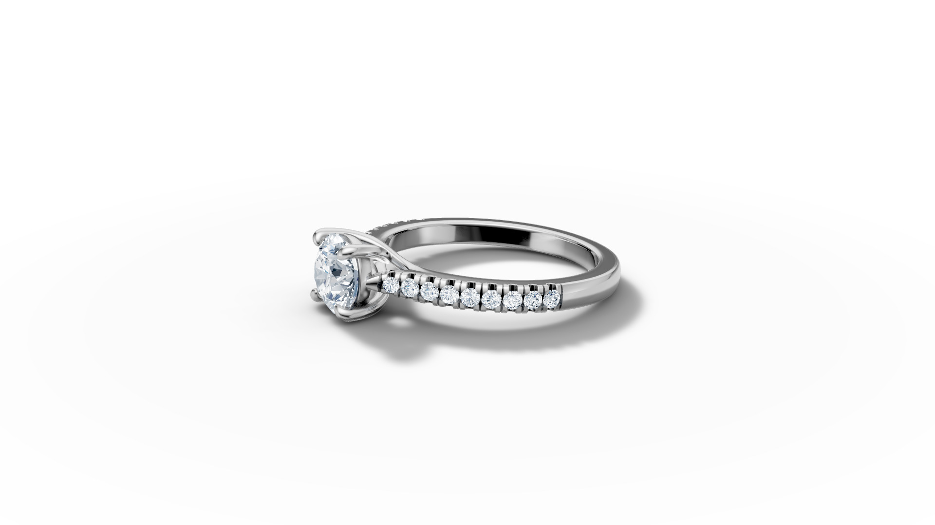 1ct Diamond Trellis Solitaire Engagement Ring  Pave Setting  3D print model_36
