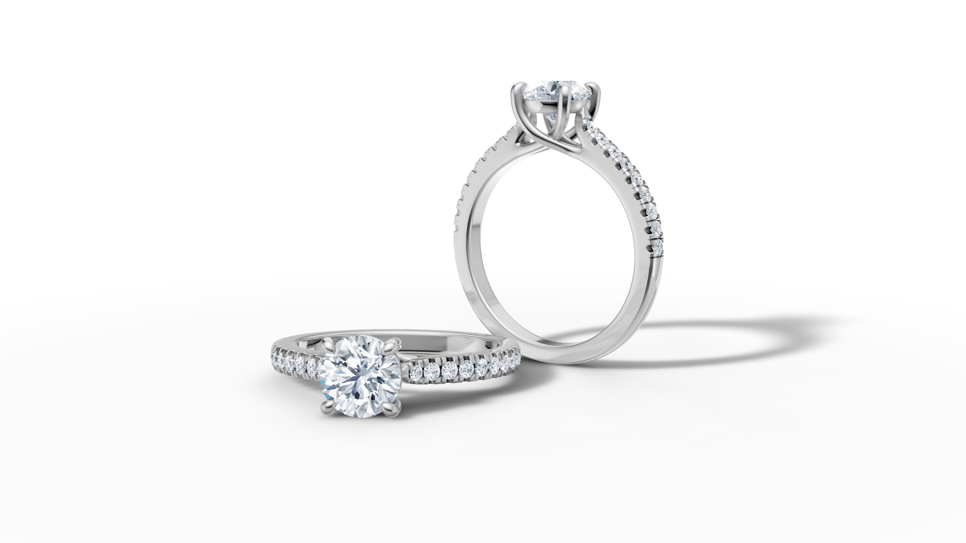 1ct Diamond Trellis Solitaire Engagement Ring  Pave Setting  3D print model_47