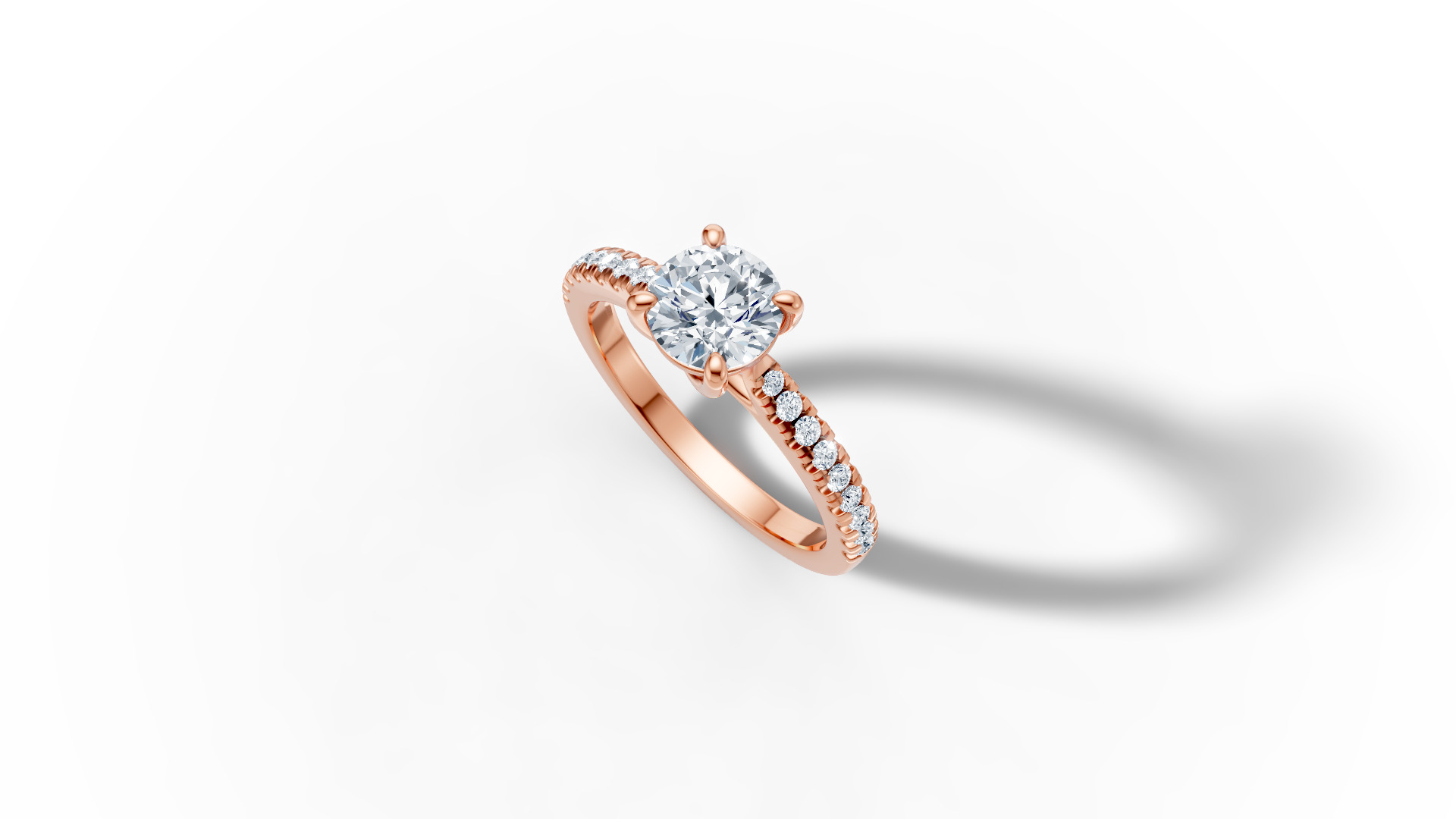 1ct Diamond Trellis Solitaire Engagement Ring  Pave Setting  3D print model_39