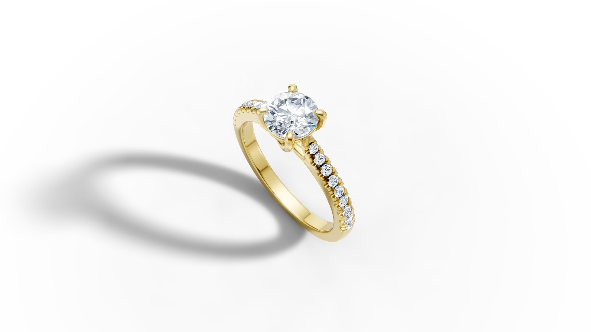 1ct Diamond Trellis Solitaire Engagement Ring  Pave Setting  3D print model_46