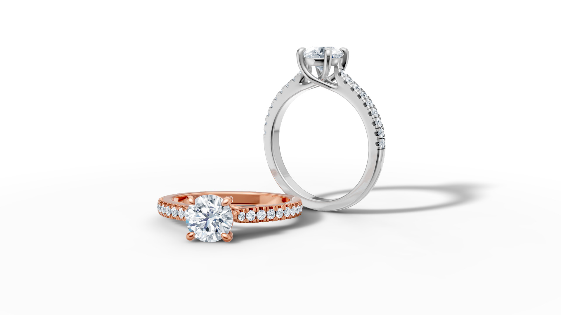1ct Diamond Trellis Solitaire Engagement Ring  Pave Setting  3D print model_13