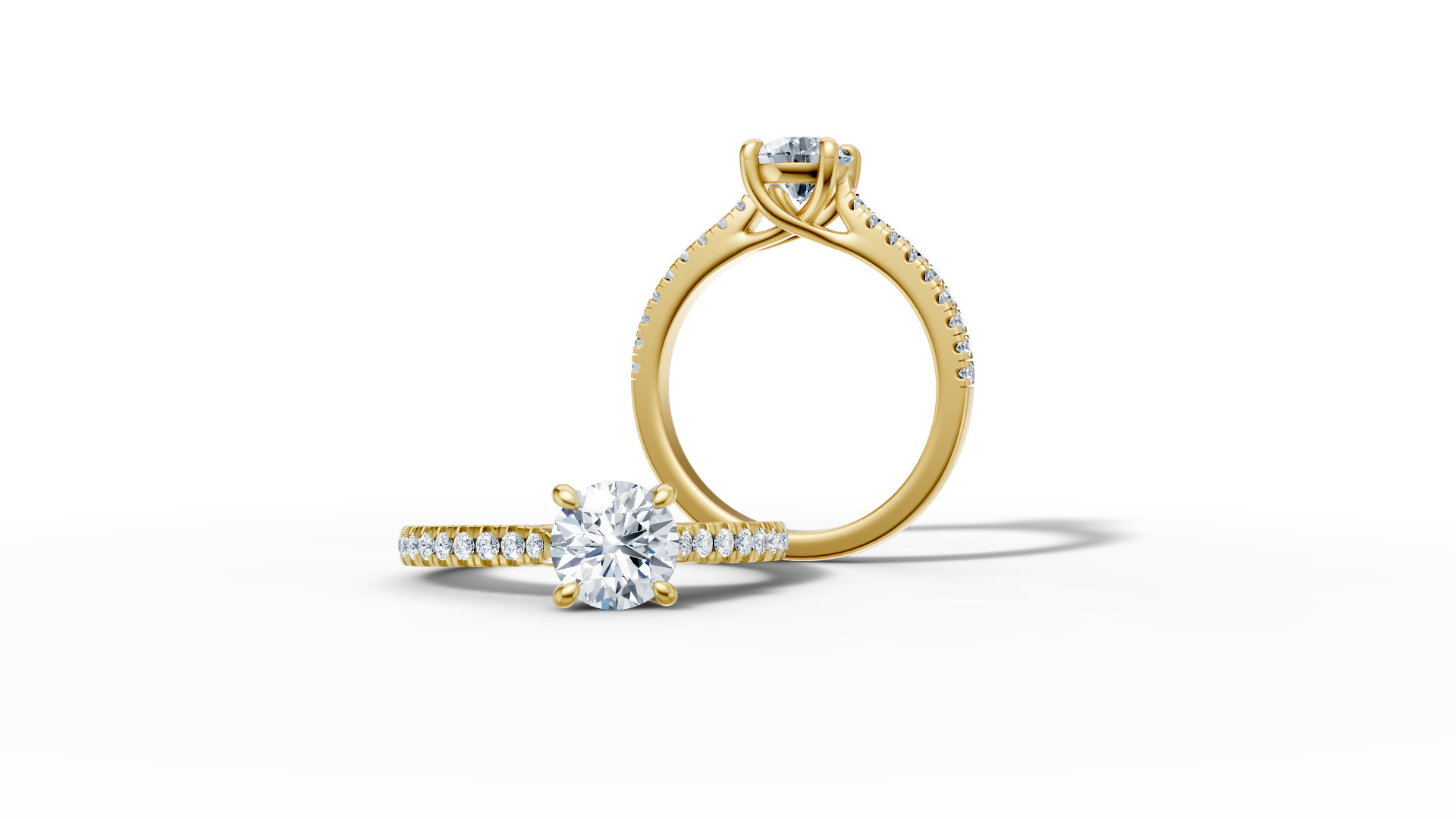 1ct Diamond Trellis Solitaire Engagement Ring  Pave Setting  3D print model_21