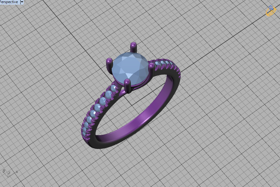 1ct Diamond Trellis Solitaire Engagement Ring  Pave Setting  3D print model_64