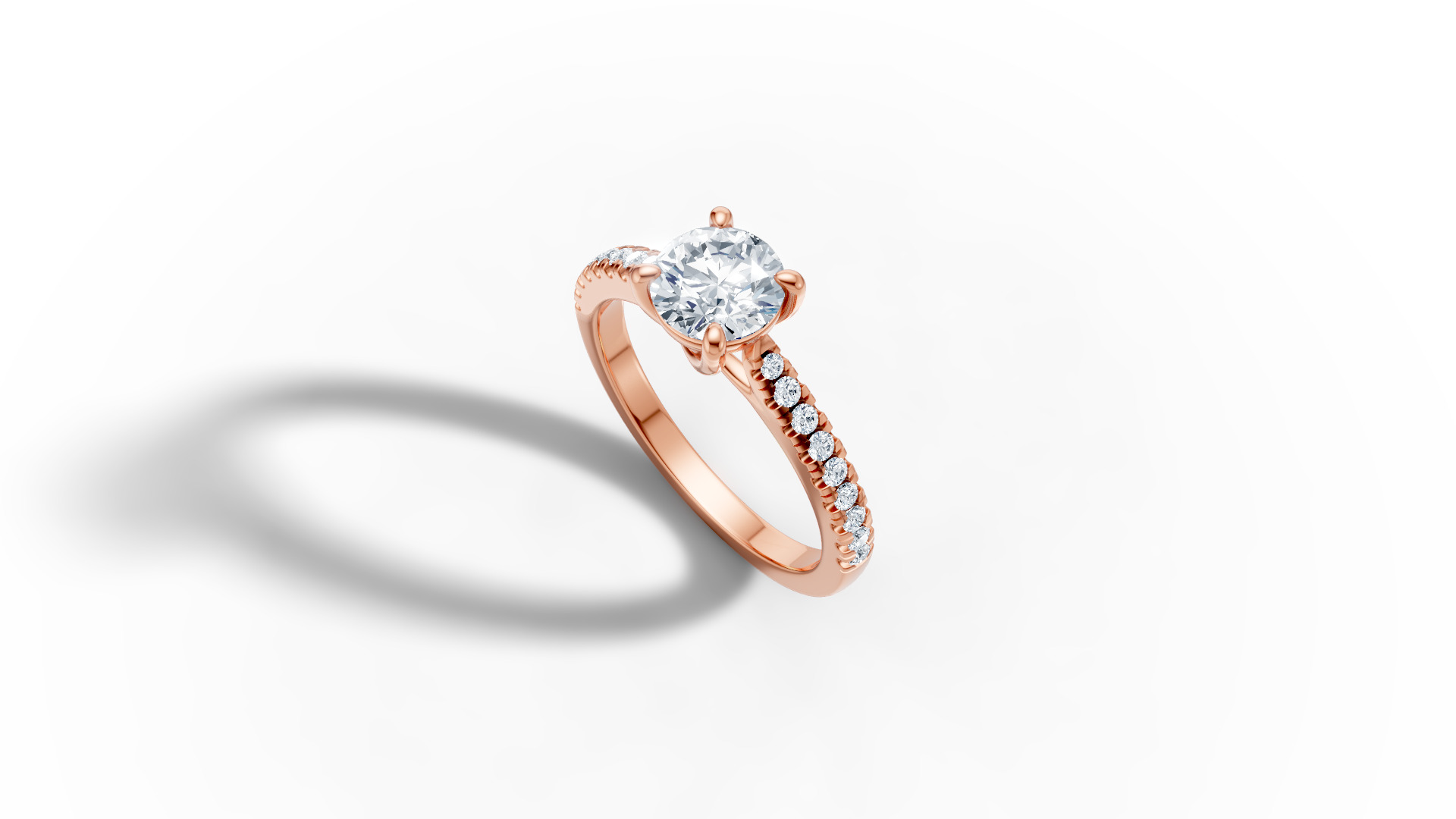 1ct Diamond Trellis Solitaire Engagement Ring  Pave Setting  3D print model_55