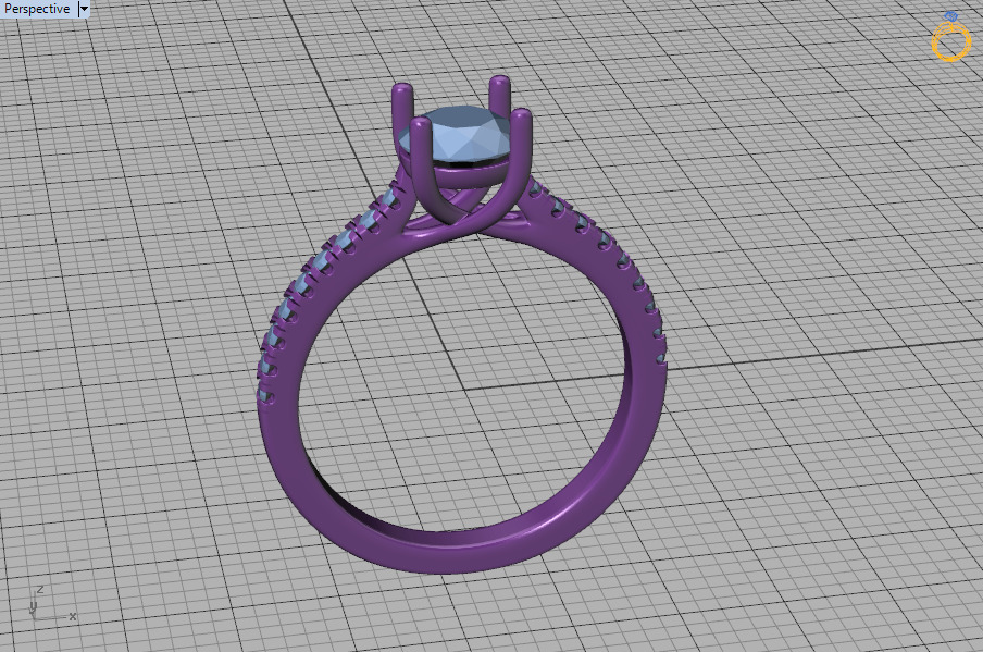 1ct Diamond Trellis Solitaire Engagement Ring  Pave Setting  3D print model_65