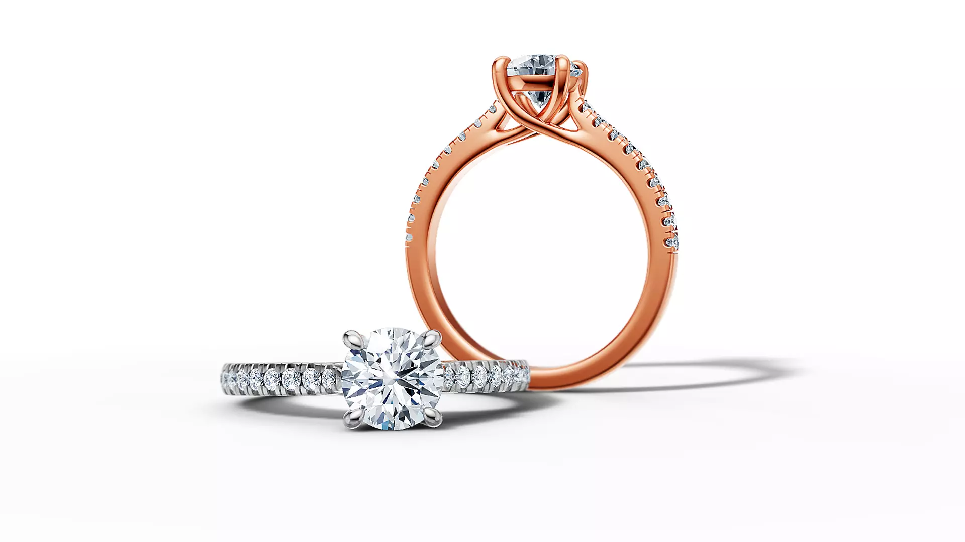 1ct Diamond Trellis Solitaire Engagement Ring  Pave Setting  3D print model_0