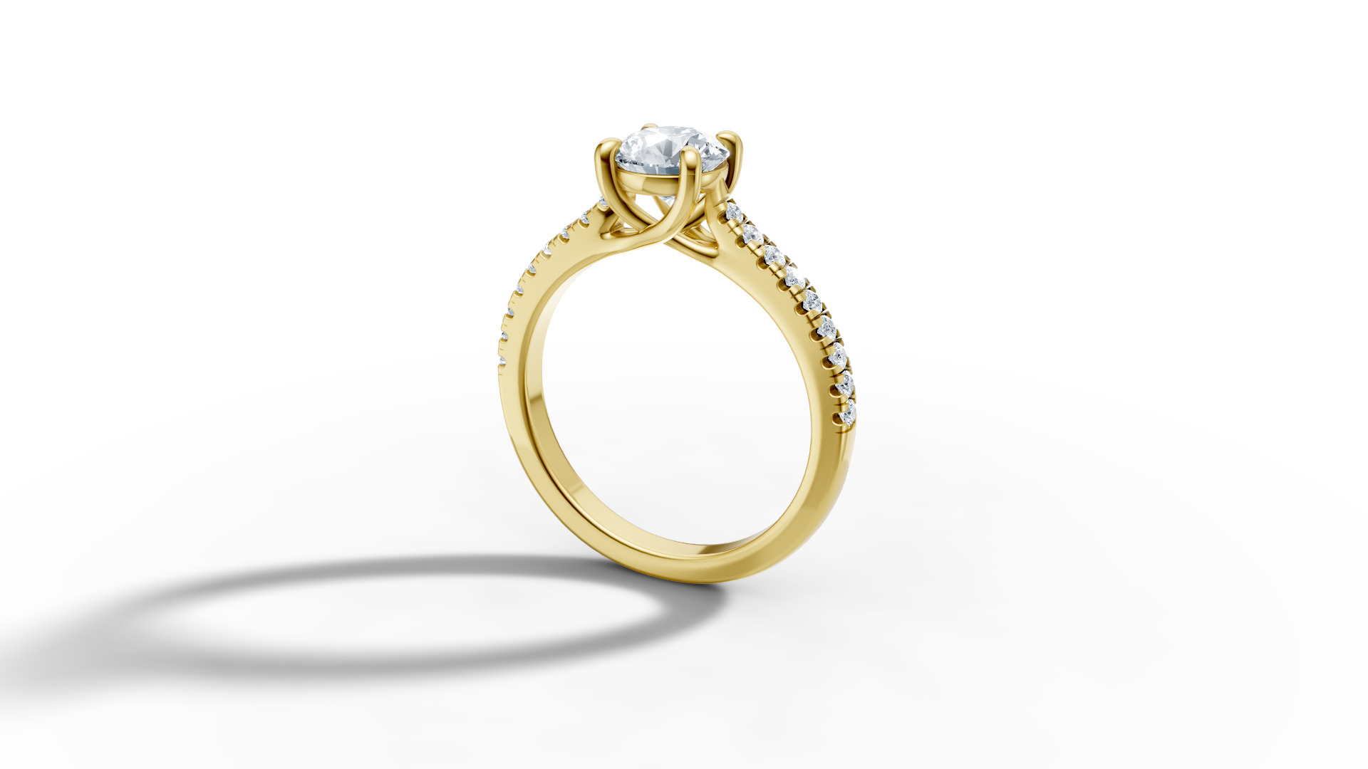 1ct Diamond Trellis Solitaire Engagement Ring  Pave Setting  3D print model_37