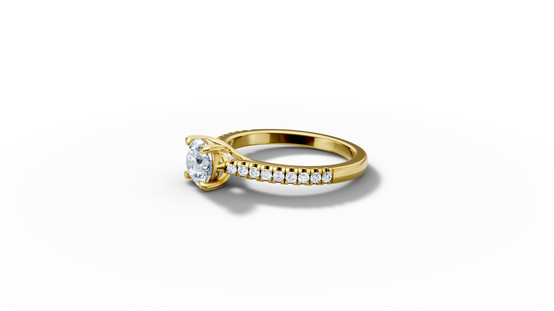 1ct Diamond Trellis Solitaire Engagement Ring  Pave Setting  3D print model_29