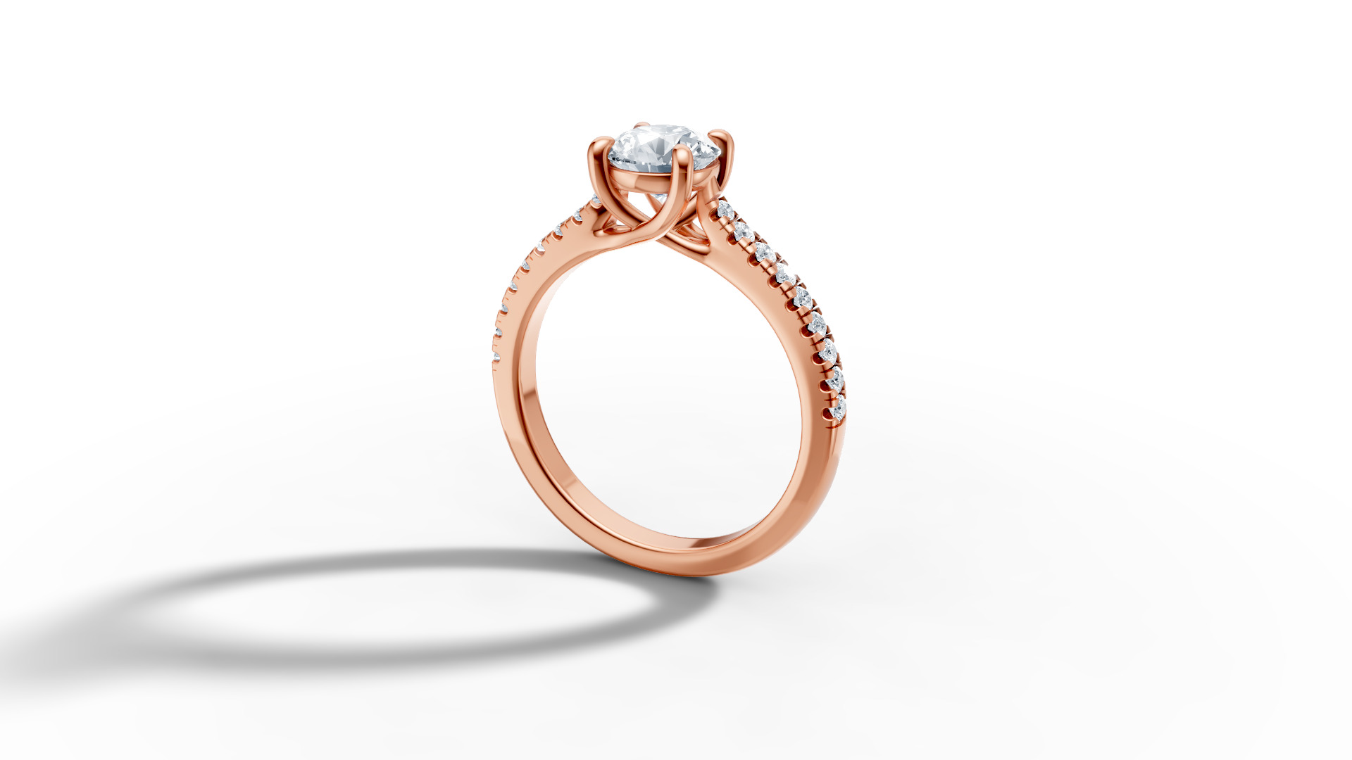 1ct Diamond Trellis Solitaire Engagement Ring  Pave Setting  3D print model_48