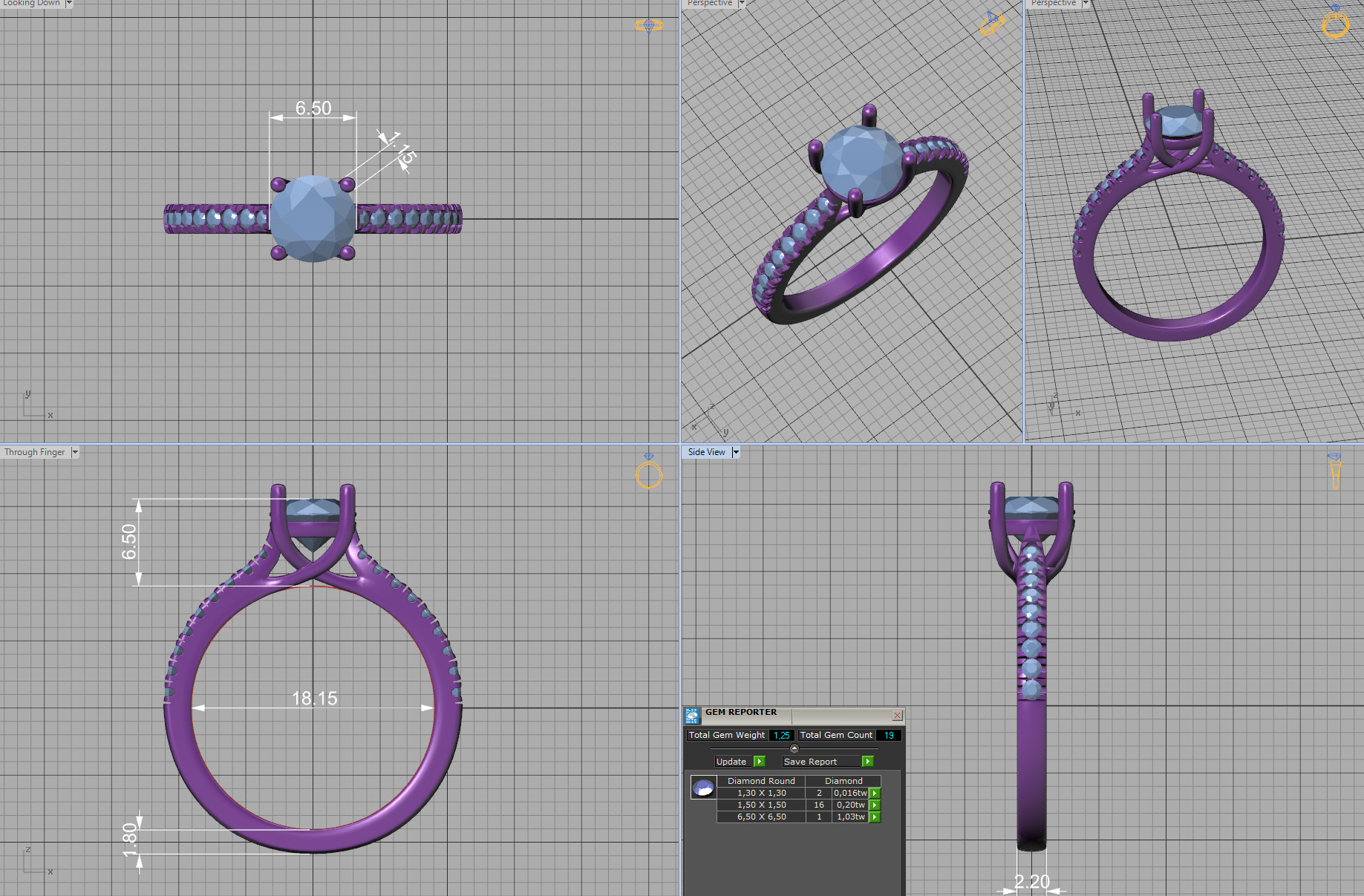 1ct Diamond Trellis Solitaire Engagement Ring  Pave Setting  3D print model_6