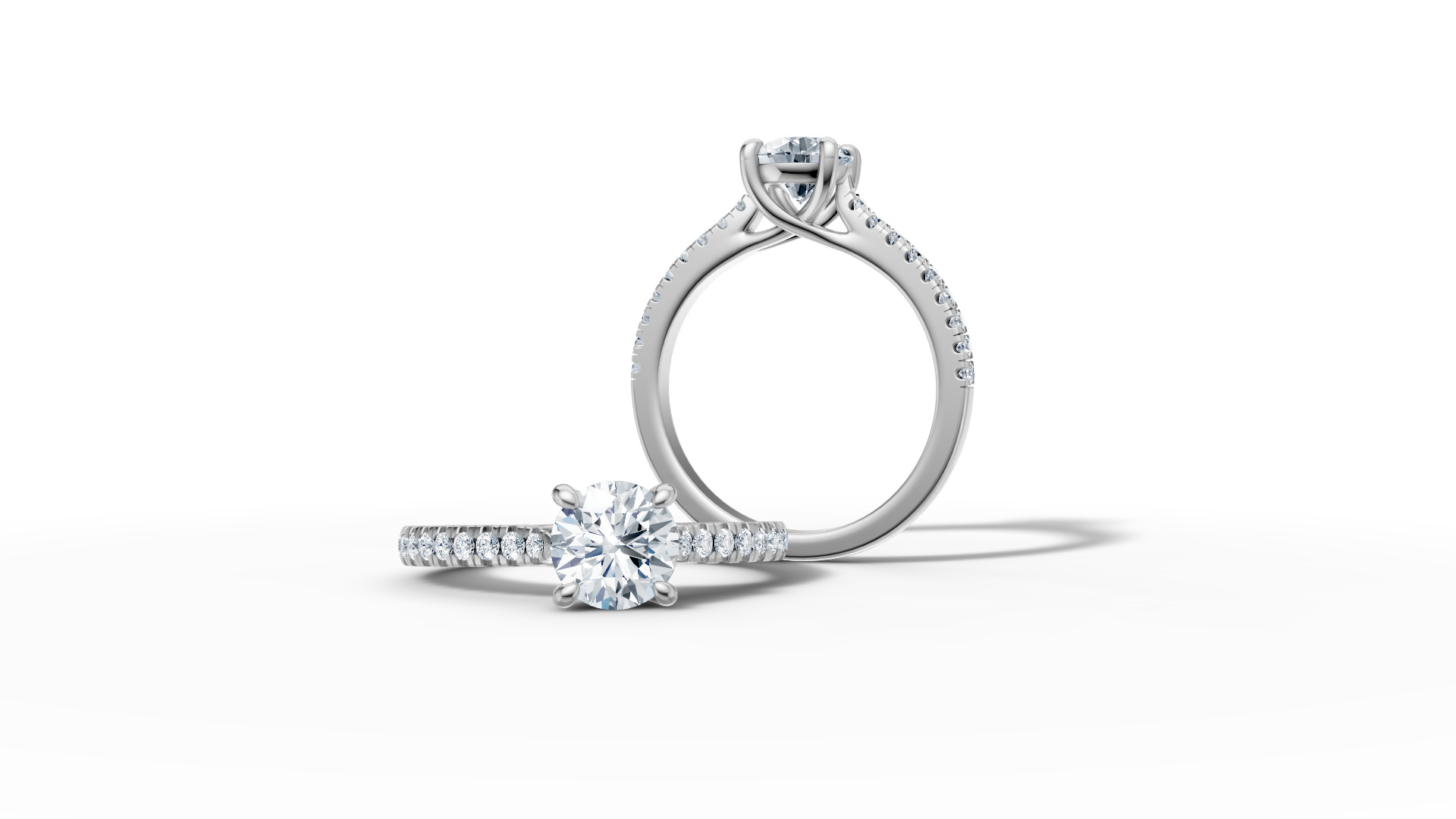 1ct Diamond Trellis Solitaire Engagement Ring  Pave Setting  3D print model_22