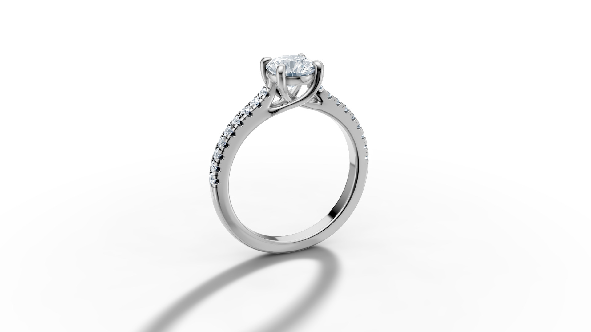 1ct Diamond Trellis Solitaire Engagement Ring  Pave Setting  3D print model_49