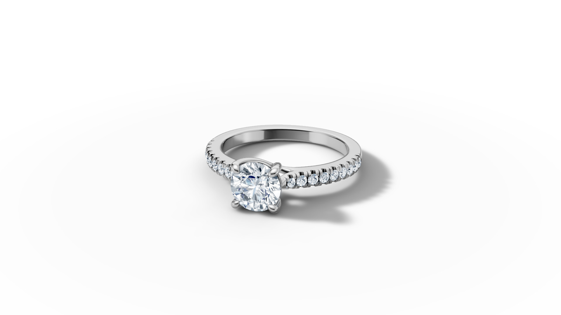 1ct Diamond Trellis Solitaire Engagement Ring  Pave Setting  3D print model_28