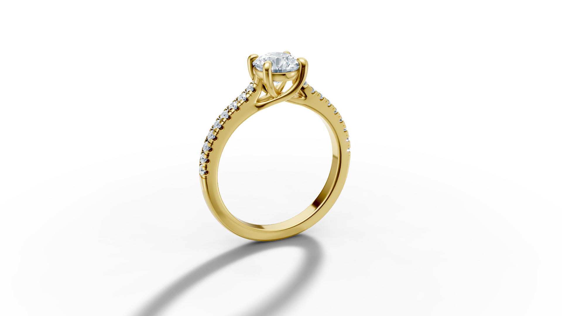 1ct Diamond Trellis Solitaire Engagement Ring  Pave Setting  3D print model_38