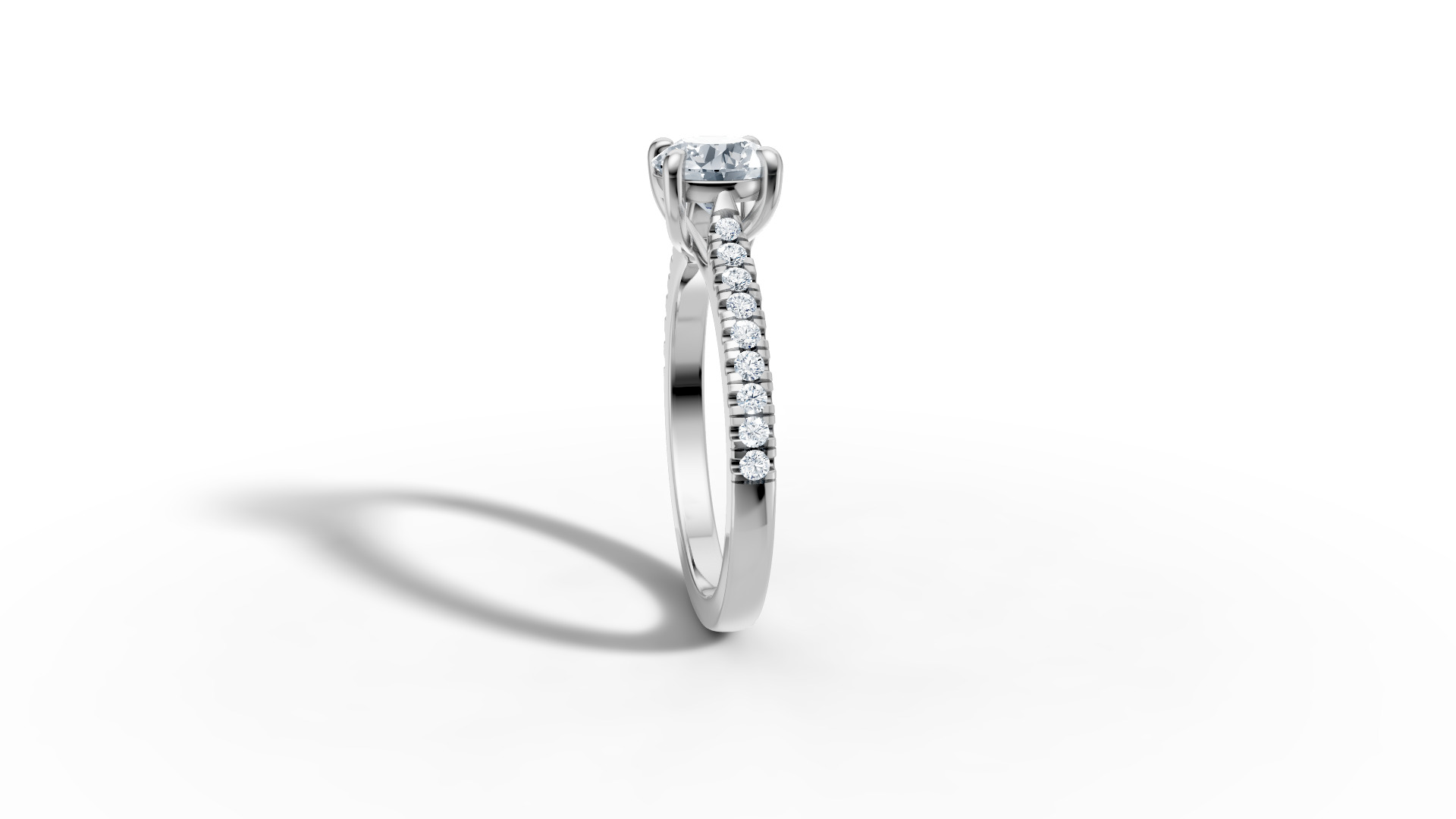 1ct Diamond Trellis Solitaire Engagement Ring  Pave Setting  3D print model_61