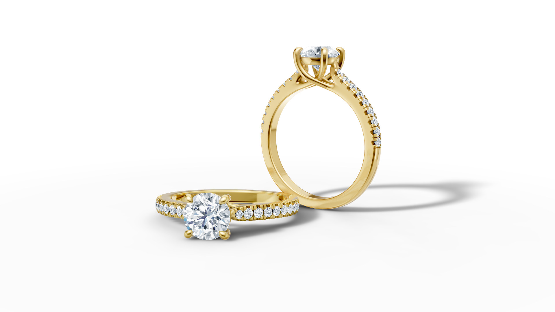 1ct Diamond Trellis Solitaire Engagement Ring  Pave Setting  3D print model_16