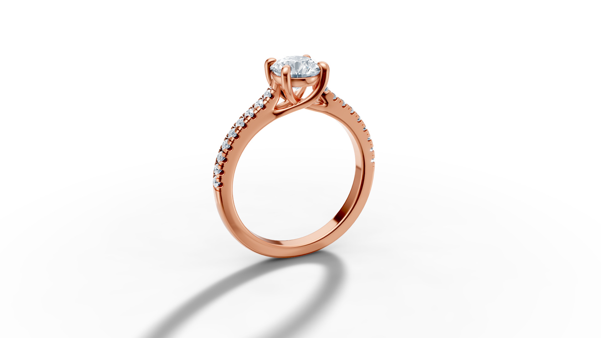 1ct Diamond Trellis Solitaire Engagement Ring  Pave Setting  3D print model_54