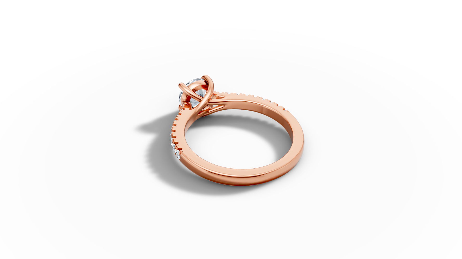 1ct Diamond Trellis Solitaire Engagement Ring  Pave Setting  3D print model_34