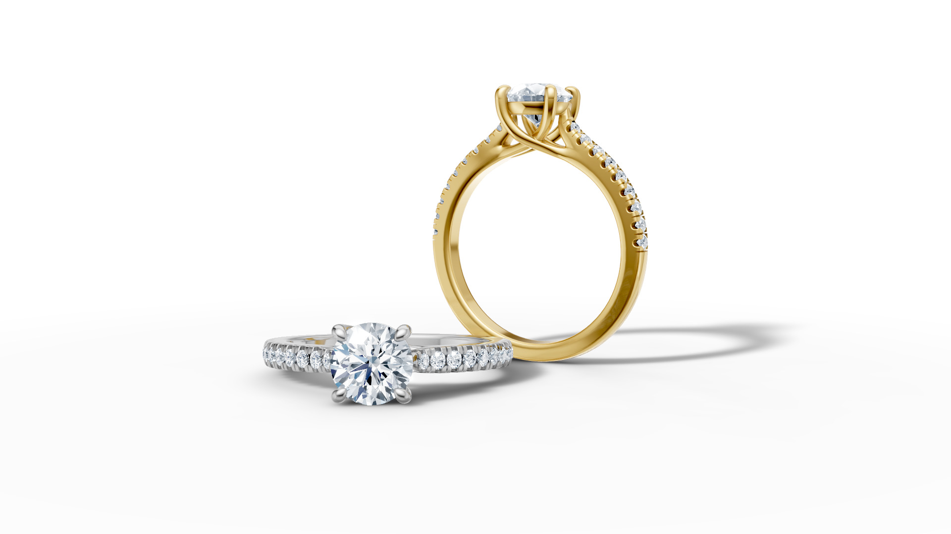 1ct Diamond Trellis Solitaire Engagement Ring  Pave Setting  3D print model_5