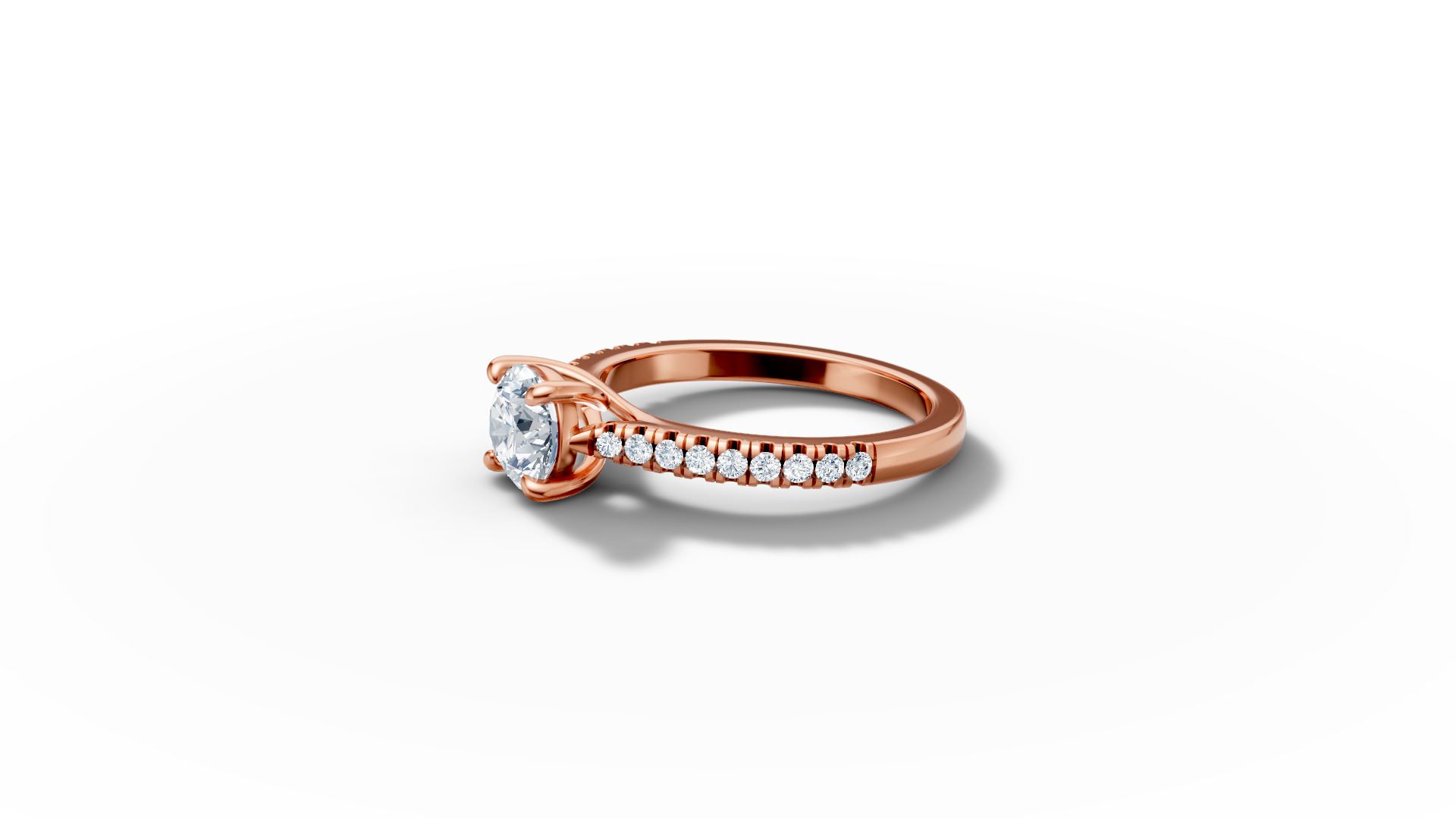 1ct Diamond Trellis Solitaire Engagement Ring  Pave Setting  3D print model_30