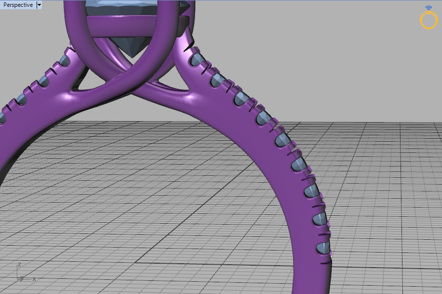 1ct Diamond Trellis Solitaire Engagement Ring  Pave Setting  3D print model_11