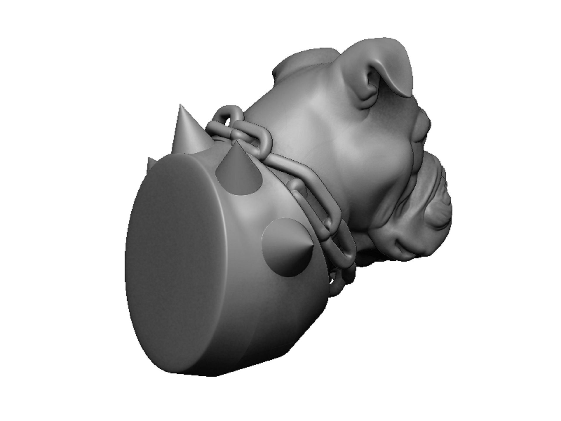 bulldog head 3D print model_3
